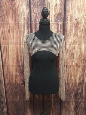 Love Tree Pink Mesh Fishnet Ultra Cropped Rhinestone Top Size Small.